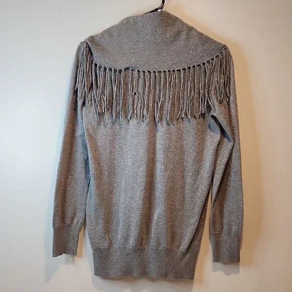 Michael Kors Turtleneck Sweater Long Sleeve Shirt Women's Size Small Silver NICE - Picture 7 of 12